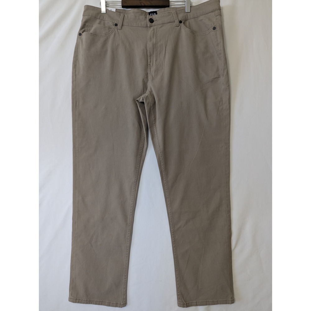 Gap 5 Pocket Pant Mens 40x32 Khaki Slim Fit Stretch Twill Casual Chino New